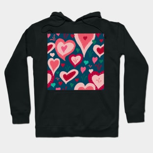 Red Pink Green Hearts with White Dots Hoodie